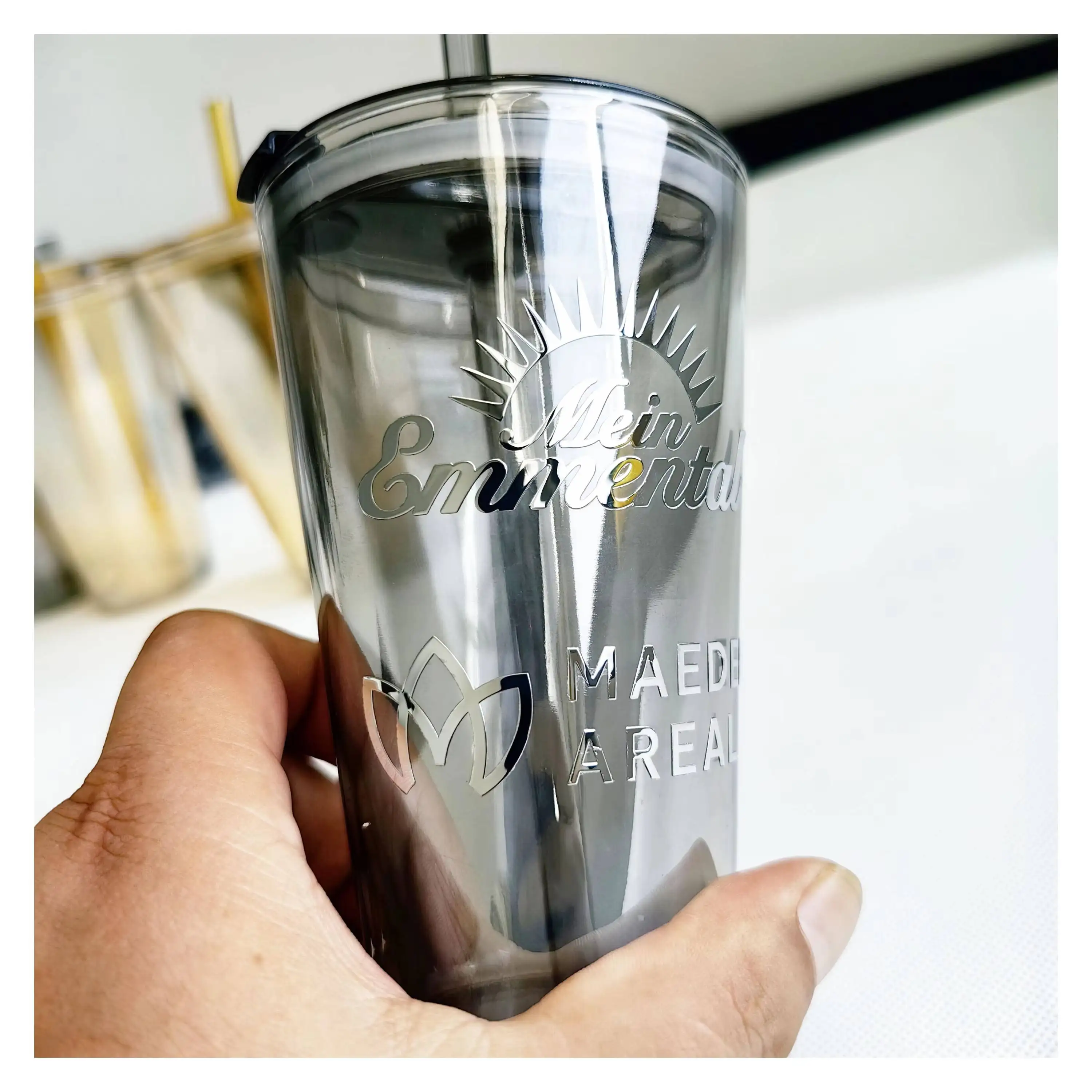 Custom high-quality waterproof metal sticker 3D embossed logo metal transfer sticker label skin care products and perfume