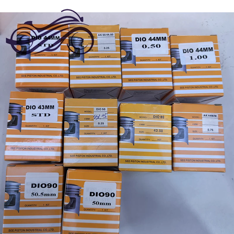 Kit de Pistão e Juntas para Motocicleta Honda DIO50 AF25 AF18 AF27 AF28 - Diâmetros 39mm, 44mm, 44.25mm, 44.5mm, 45mm, 48mm, 50mm, 50.5mm com Pino de 12mm e Anel de Vedação