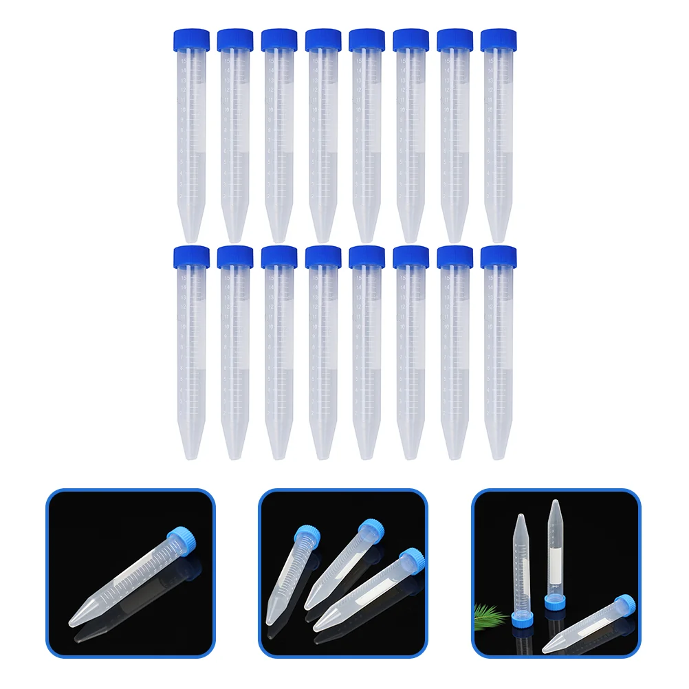 30 Pcs Centrifuge Tube Test Tubes with Screw Caps Plastic Anticoagulant Conical for Sample Scale