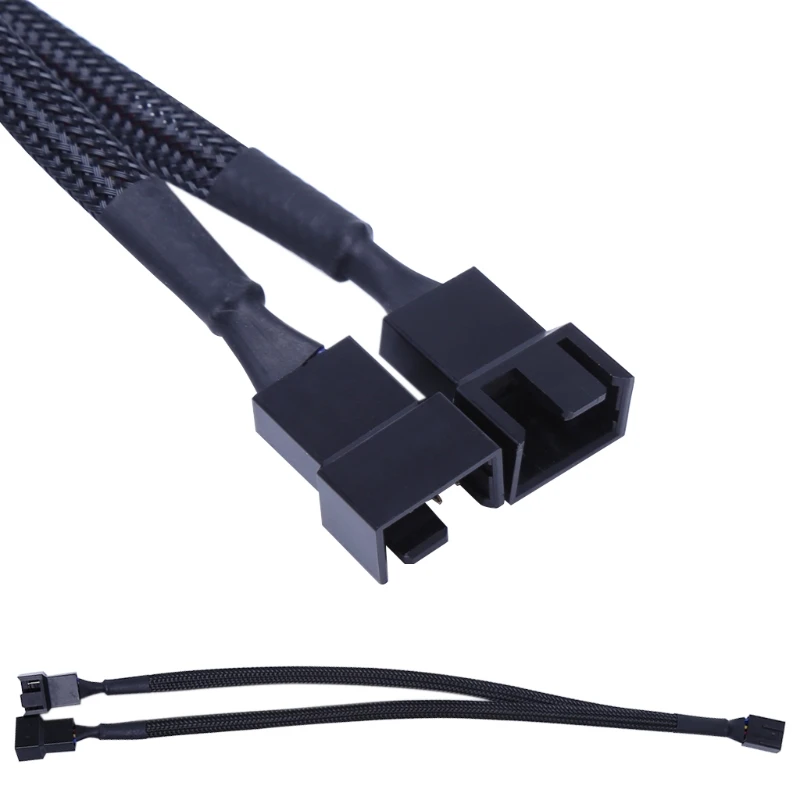 

1 To 2 Ways Splitter Black Sleeved 26.5cm Extension Cable Connector 4Pin PWM Extension Cables 4Pin Pwm Fan Cable 25UB