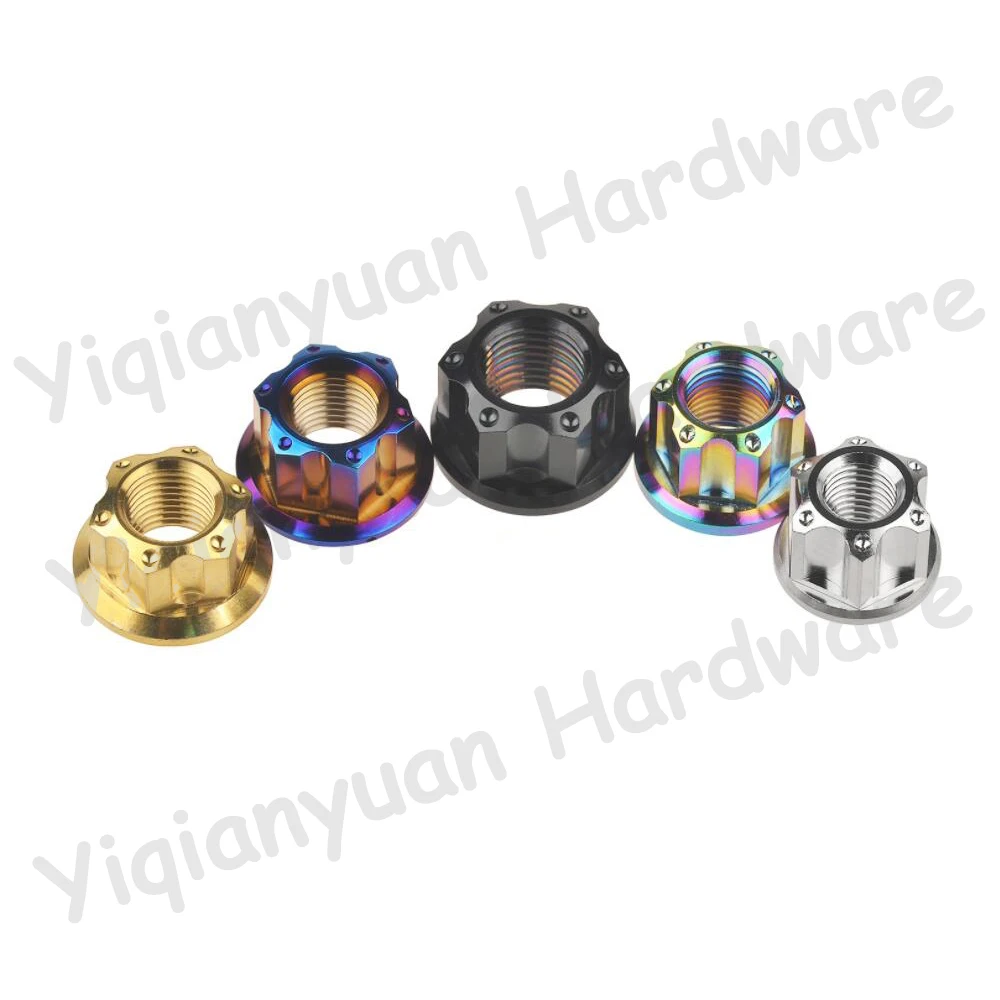 M6 M8 M10 M12 M14 M16 Colorful Titanium Alloy Flange Nuts 5 Colors Lock Nuts Coarse/Fine Thread Motor Bicycle RC Car Accessories