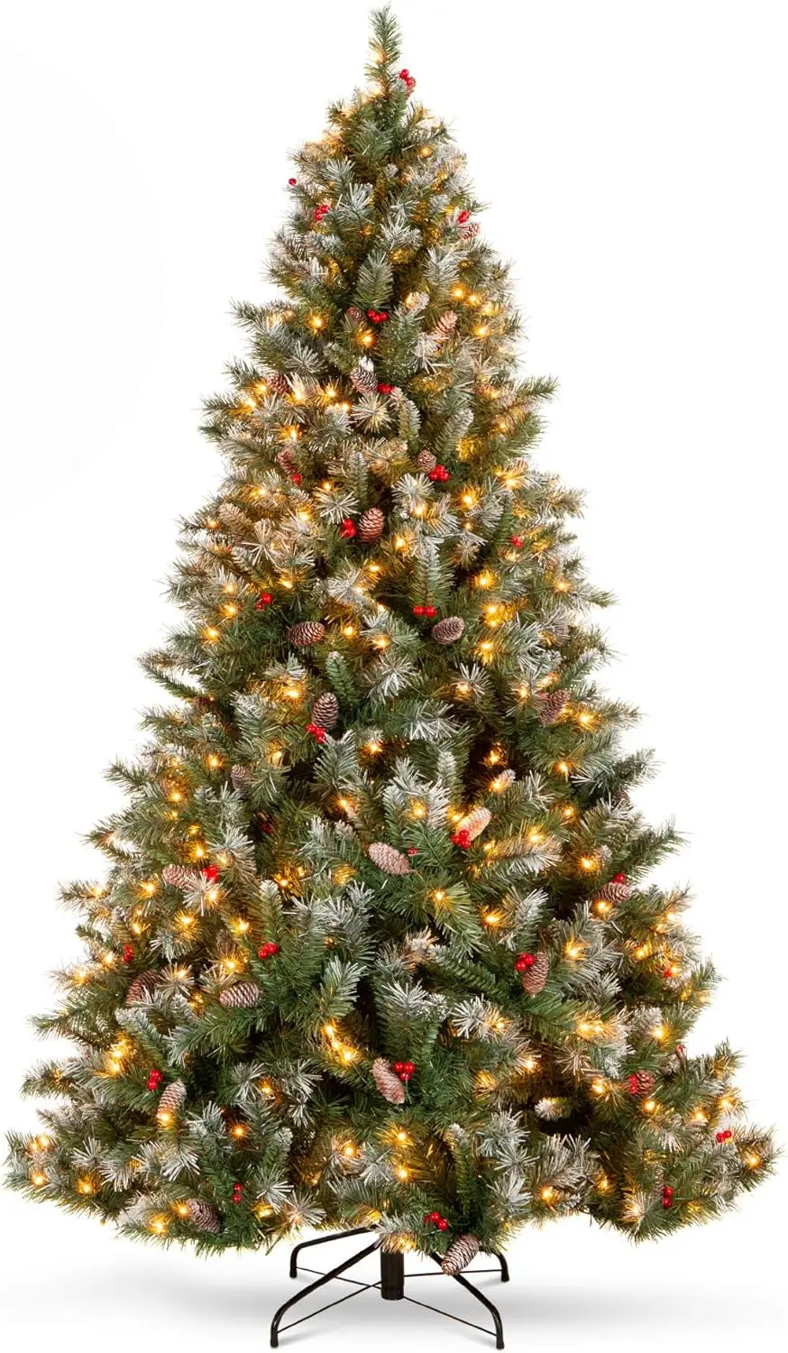 Best Choice Products Christmas Tree Pre-Lit, Pre-Decorated Artificial 9ft Frosted Pine Holiday Decoration w/Frosted Tips