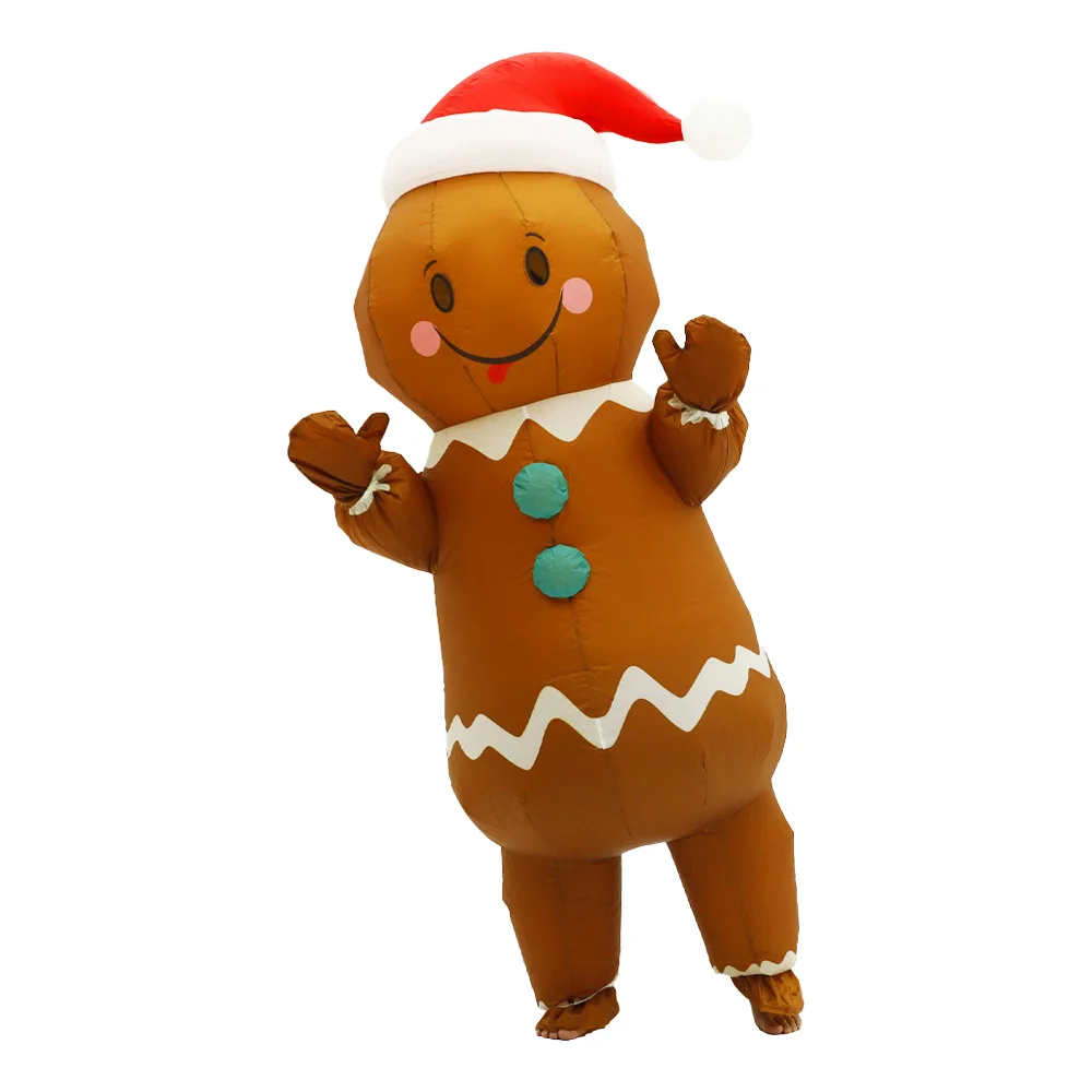 

Gingerbread Man Inflatable Costume Mascot Parade Adult Character Cosplay Christmas Party Event Set