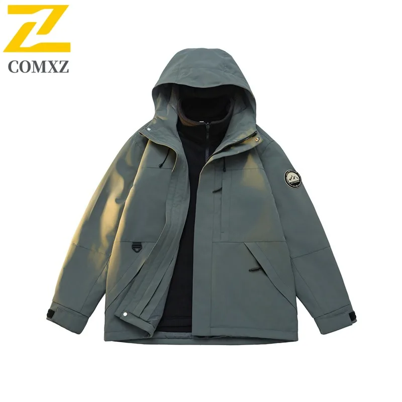 سترة COMXZ للرجال للاستخدام الخارجي، سترة خريفية خفيفة الوزن بغطاء للرأس ومقاومة للرياح ومريحة للاستخدام اليومي #1