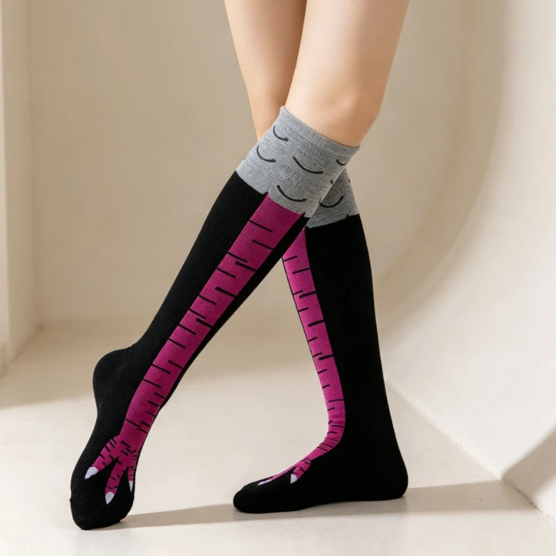 Novel Womens Chicken Foot Socks with Interesting Claw Pattern Long Stockings and Soft Elastic Socks Are Perfect for Funny Videos