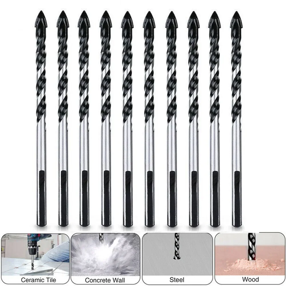 10PCS Tungsten Carbide Masonry Drill Bit Set For Metal Steel Porcelain Ceramic Tile Concrete Brick Wood 6mm Drilling Tools