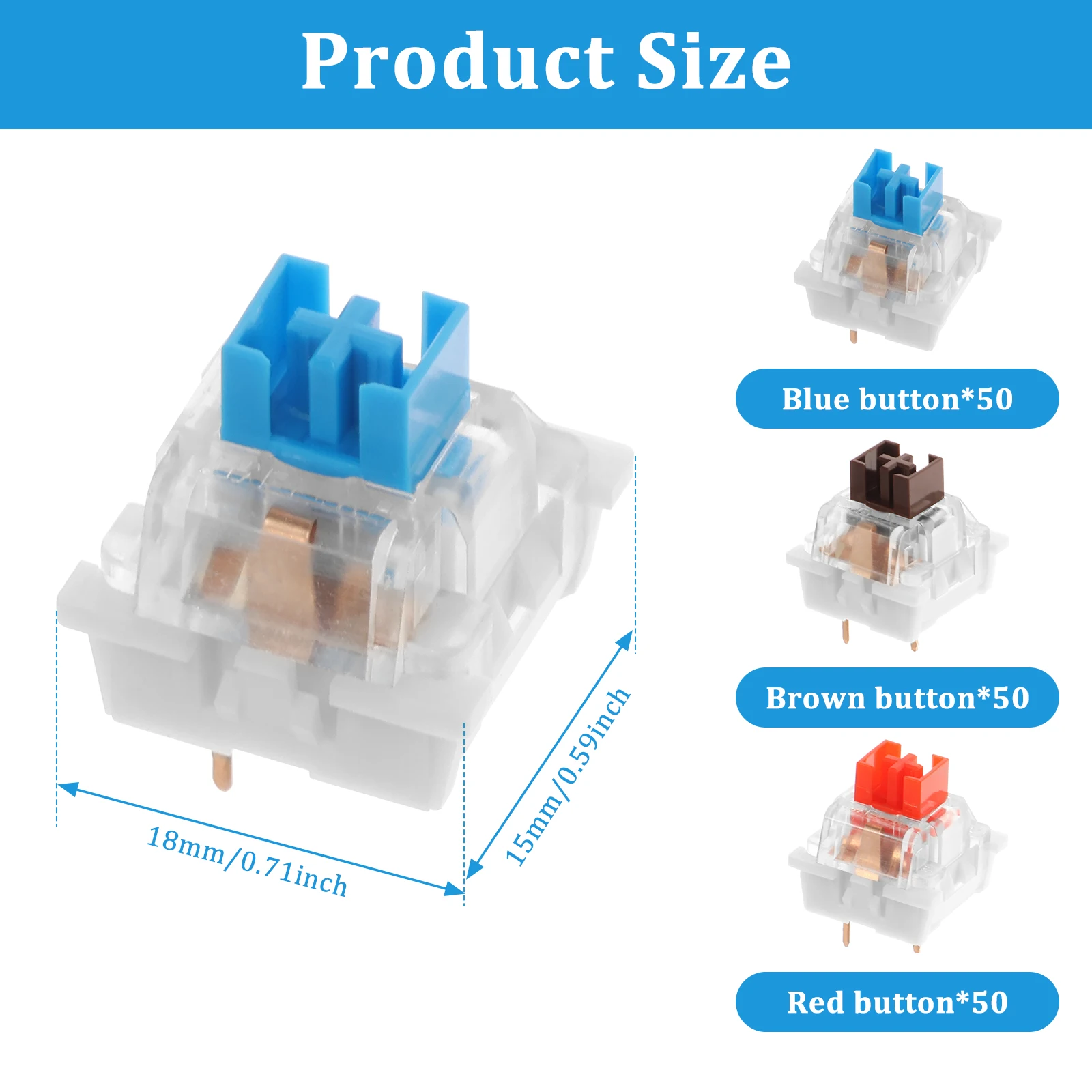150 Stück Schalter Ersatz 3 PIN mechanische Tastaturschalter Clicky, präzises Tippen, staubdicht, LED-Tastatur, Gaming-Tastatur