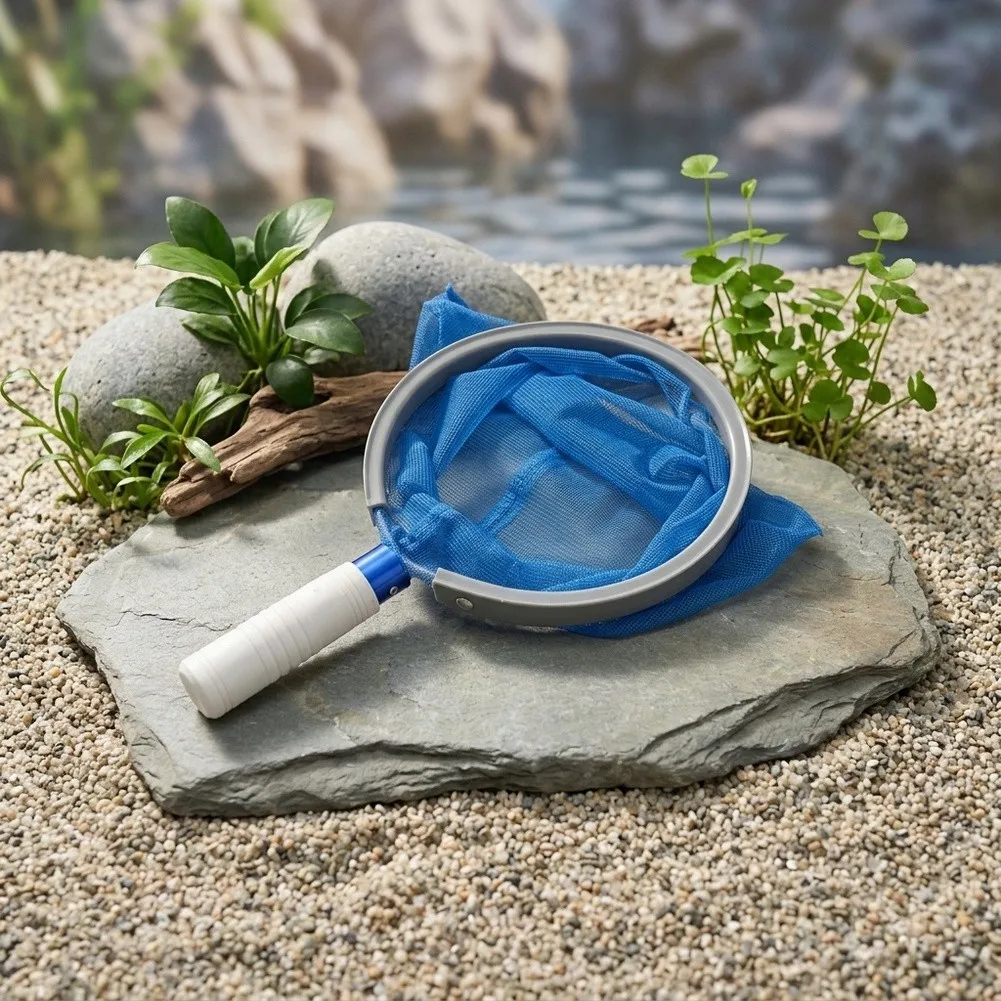 Deep Cleaning Pool Skimmer Net with Aluminum Support Frame and Fast Water Flow Polyester Mesh Blue 36.5x23.5x3.5