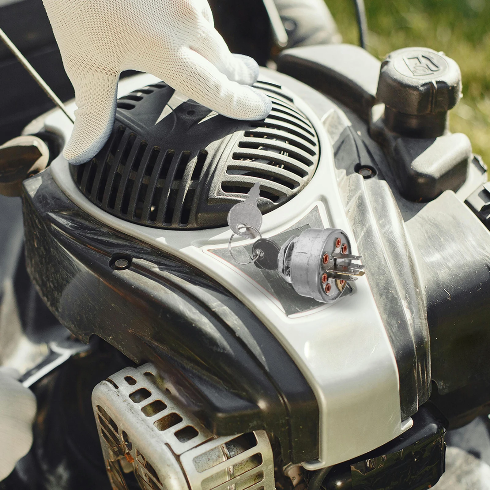 Key Ignition Switch for Lawn Mower Tractor Vehicle Replacement Starter Switch Panel Zinc Alloy Durable Easy Install