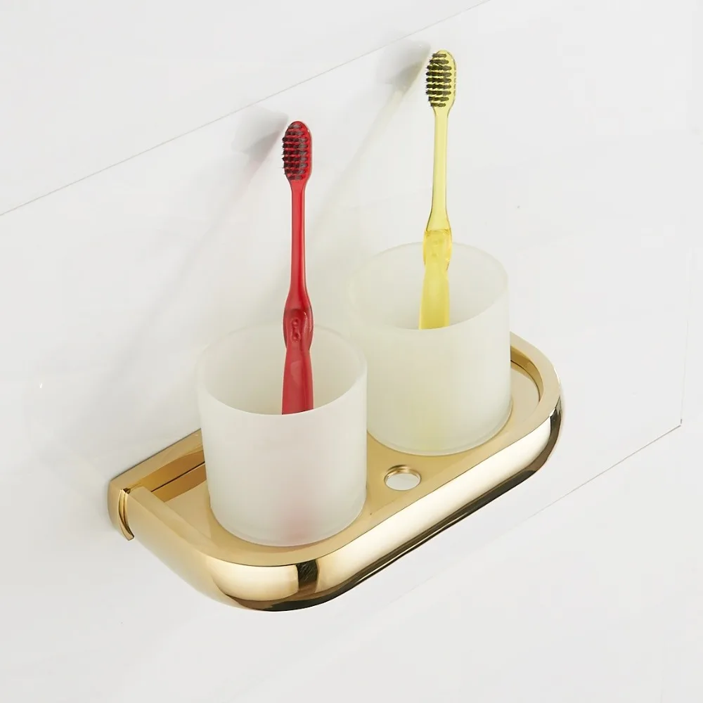 

Держатель для зубной щетки Vidric Gold, держатель для зубной щетки в ванную комнату, стеклянная чашка для украшения, настенные аксессуары для ванной комнаты