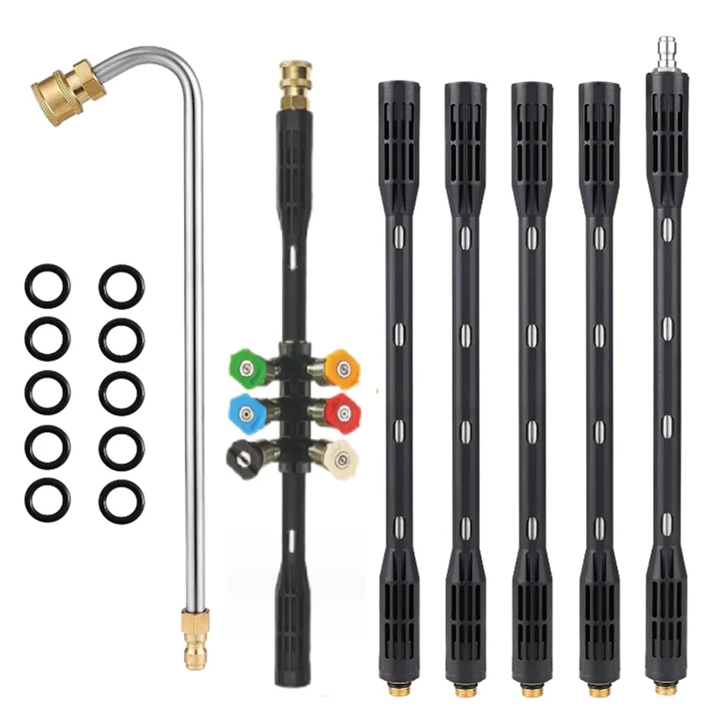 Pressure Washer Extension Wand, 1/4Inch Gutter Cleaning Tools From the Ground, Power Washer Extension Pole, Curved Rod