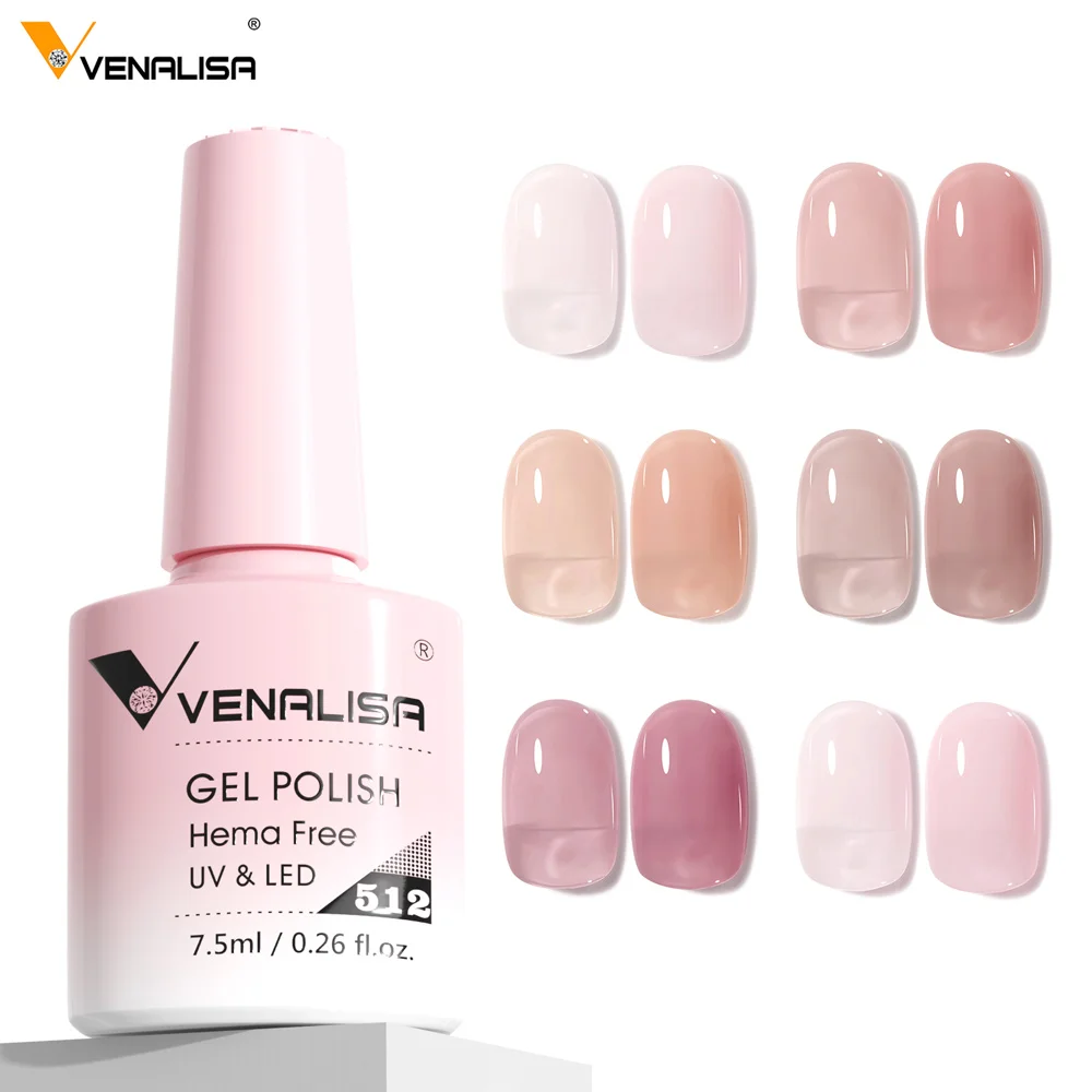 Venalisa HEMA TPO FREE 7,5 ml transparenter Gelee-Gel-Nagellack Nail Nude Pink Nagel-Gel-Nagellack Glitter Wunderschönes SoakOff UV-LED-Gel – Detail 6