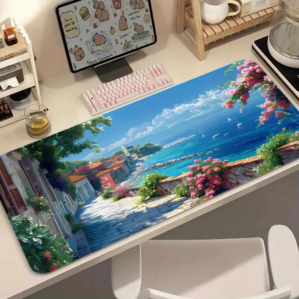 

Cartoon Scenery Mouse Pad Large Rubber Base Non-slip PC Desk Accessories Mousepad for Office and Gamer Keyboard Mats Decor Mat