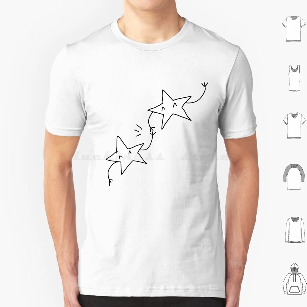 Happy Stars!! T Shirt Cotton Men Women DIY Print Stars Star Simple Cute Friendship Doodle Scribble Black White Linework