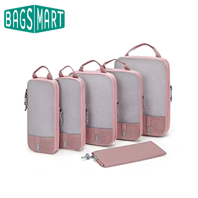 BAGSMART 6PC Expandable Packing Cubes Men Travel Luggage Organizer Carry on Luggage Packing Compression Organizers for Women