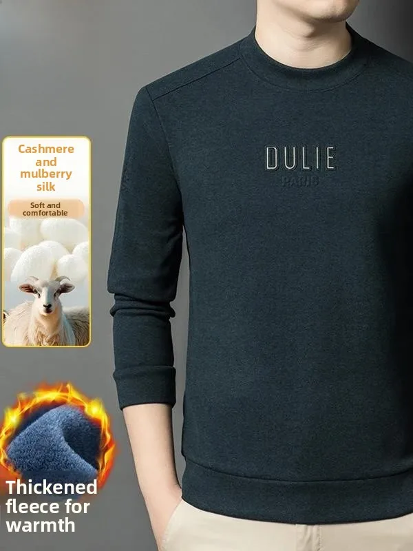 

Pierre Cardin Men's Cashmere Double-sided Fleece Long Sleeve Sweatshirt Half High Collar Warm Base Layer Shirt Fashion Urban ...