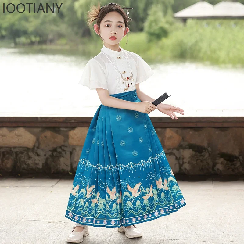 CosplayBaby Tops Horse-faced Skirt Suits Girls Hanfu Role-playing Children's Clothing Children's Clothing Chinese Traditional Cl