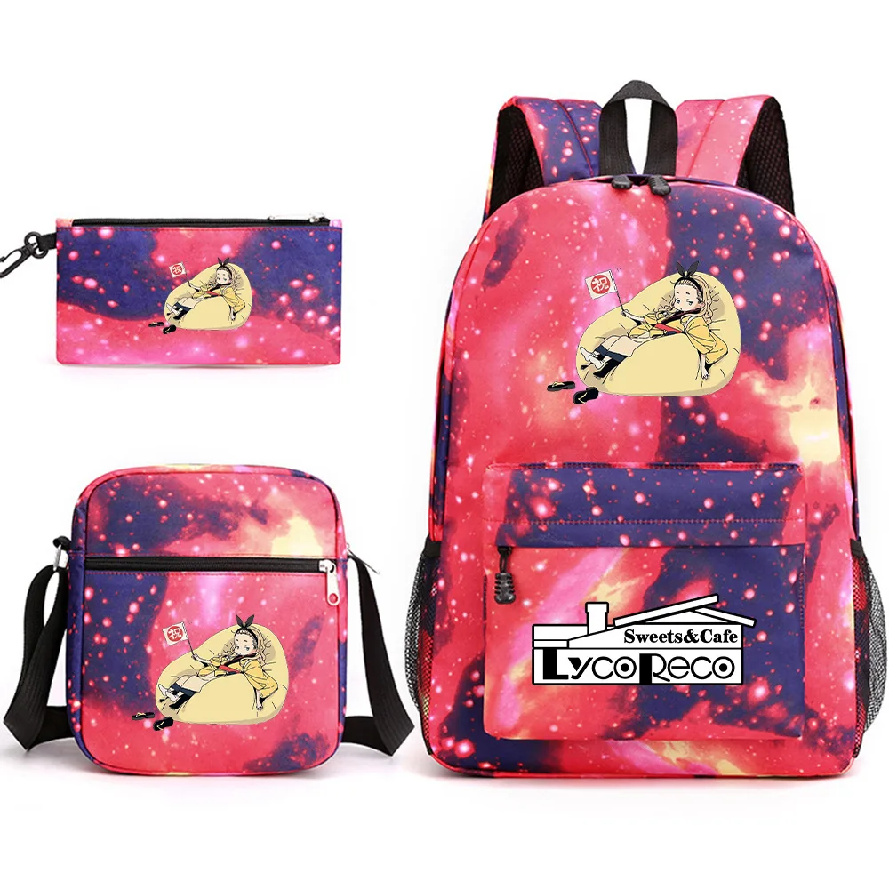 Classic Popular Cool Lycoris Recoil 3pcs/Set Student School Bags Laptop Daypack Backpack Inclined shoulder bag Pencil Case