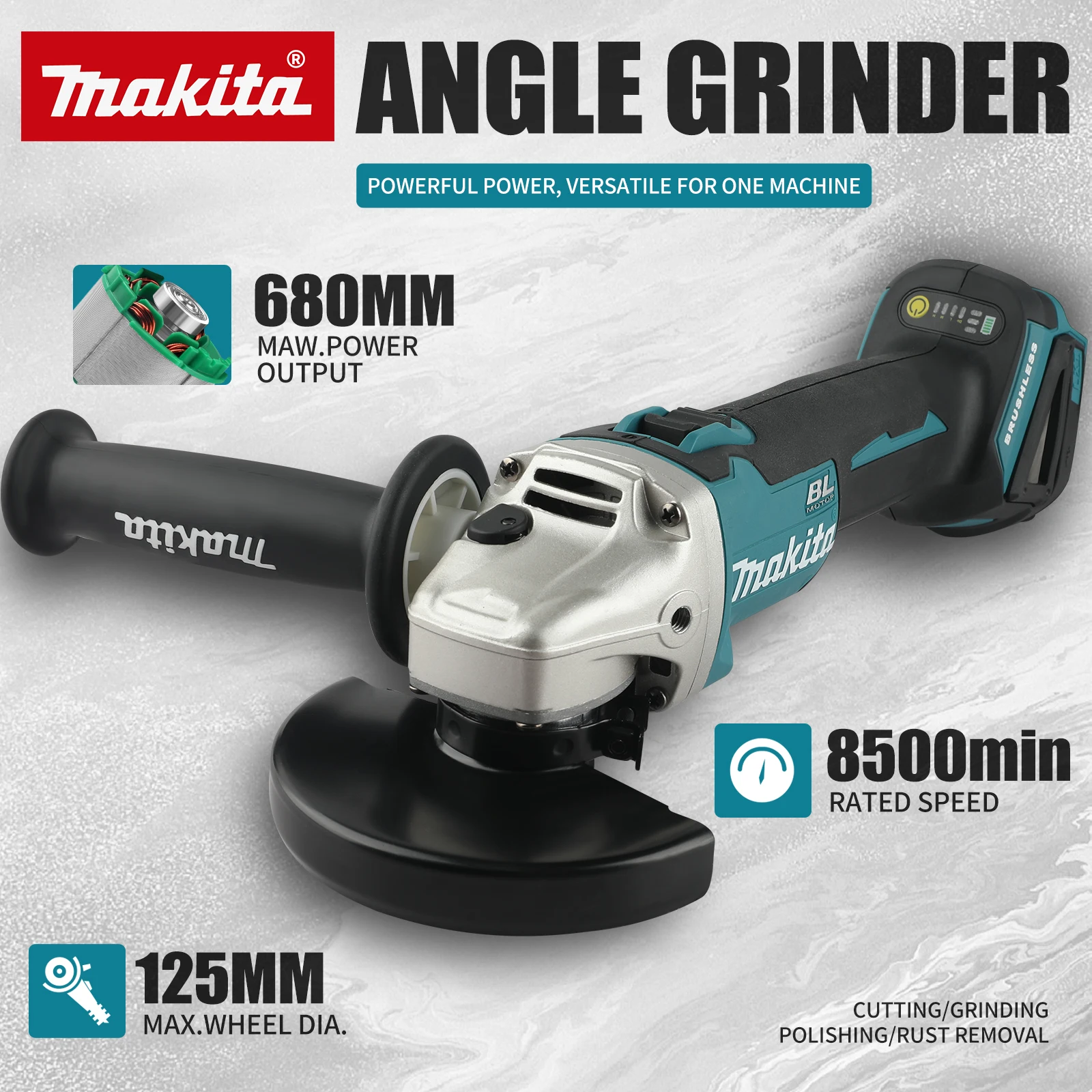 Makita DGA406 100/125mm 18v outils électriques meuleuse outil sans fil outils électriques meuleuse électrique meuleuse d'angle ponceuse sans brosse Angle