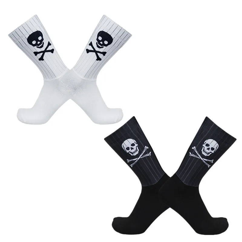 

Skull New 2024 Cycling Sports Skeleton Socks Men Professional Aero Silica Gel Bike Socks Calcetines Ciclismo