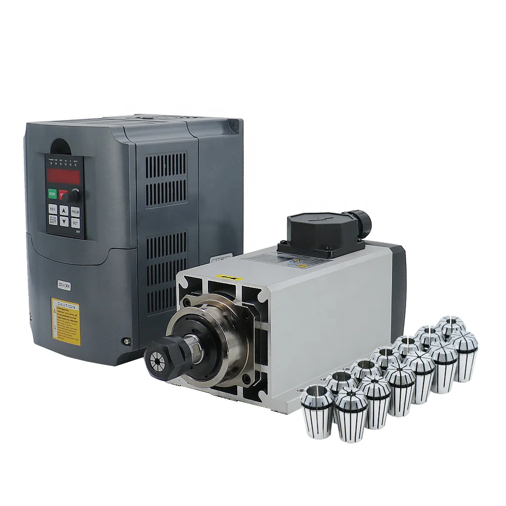 HLTNC 3.5KW ER20 square Fly-edge Junction Box Spindle 18000RPM 4 kW Converter Collet Set for CNC
