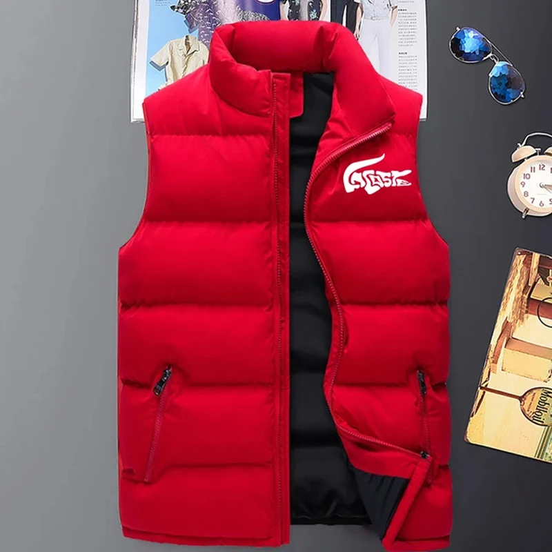 Mouwloos vest voor heren Warm donsjack met opstaande kraag Mannelijke verdikte winddichte ritsjas Outdoor lichtgewicht puffervest