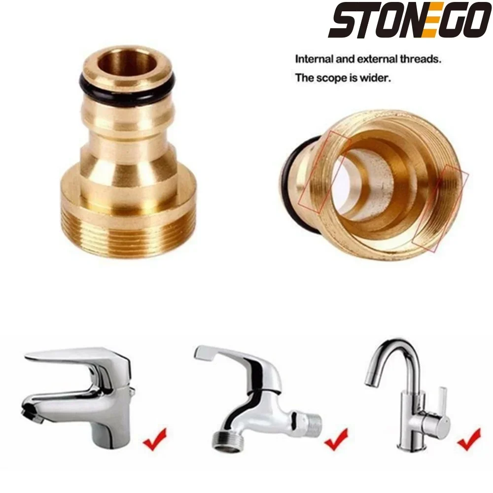 STONEGO Brass M22 M24 Thread Hose Water Tube Connector Tap Snap Adaptor Fitting Garden Quick Connector Kitchen Faucet Adapter