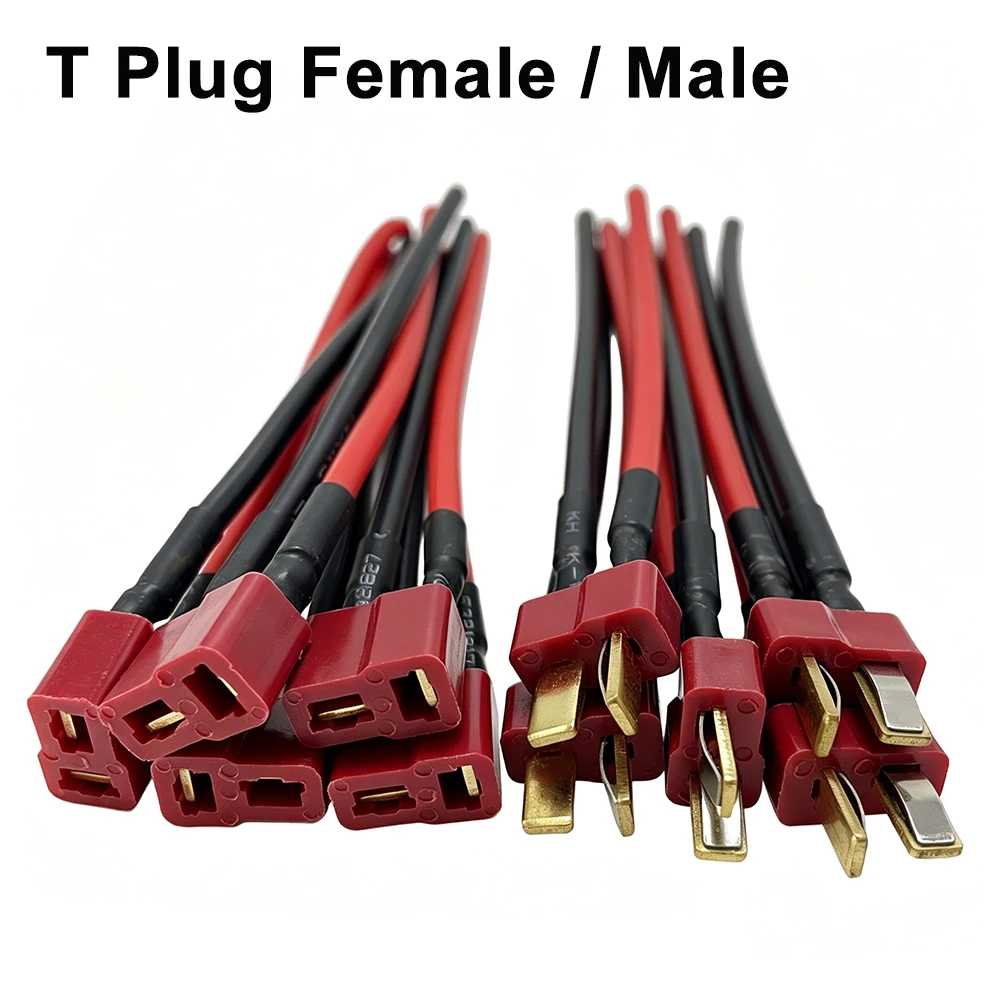 10Pcs Deans Connector T Plug Male / Female Connector Extension Silicone Wire With 3.93inch 14AWG Battery Connect Cable Wholesale