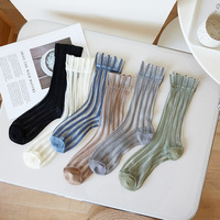 Fashion Striped Summer Socks Women Ultra-thin Transparent Crystal Silk Socks Korean Style Harajuku Streetwear Nylon Long Socks