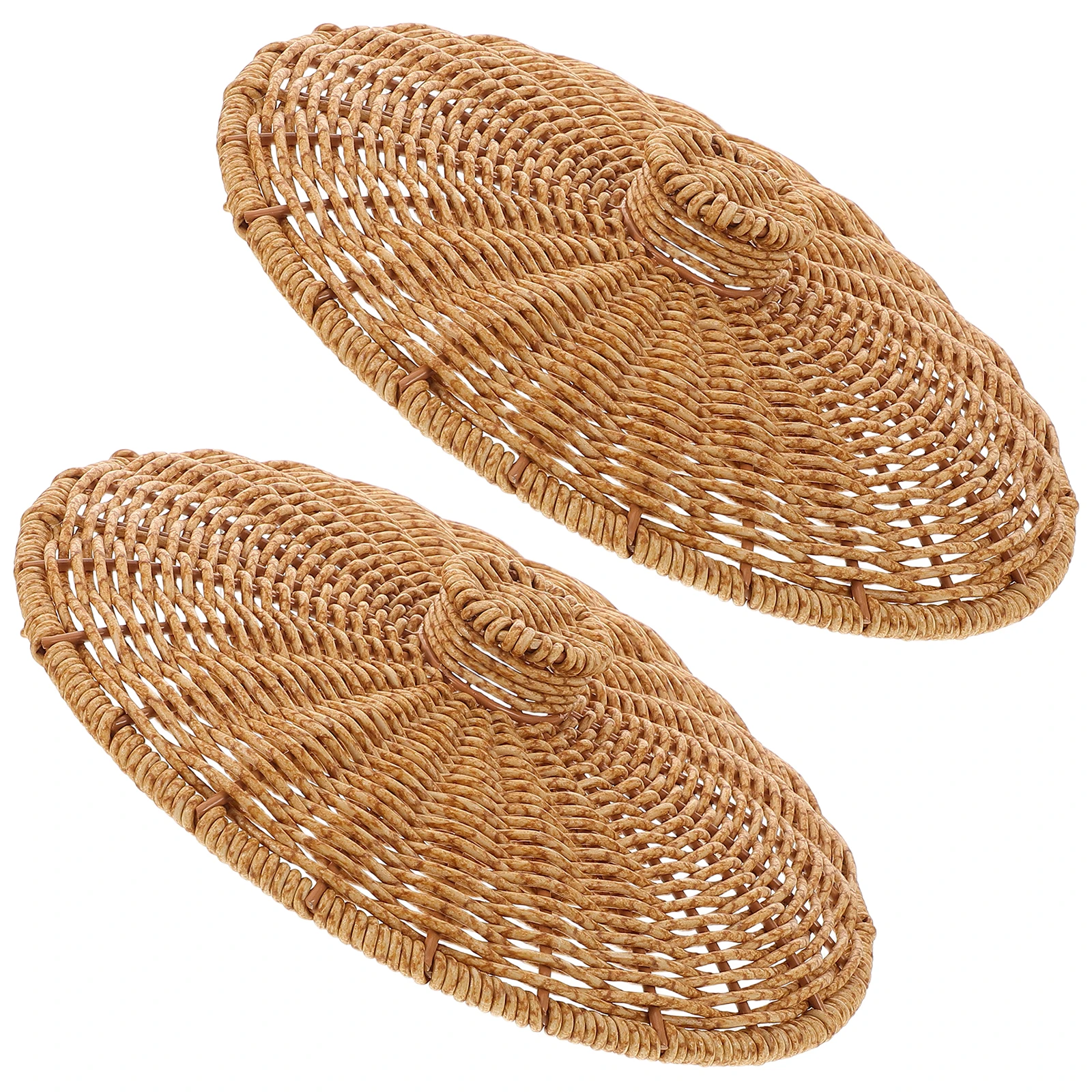 

2pcs Braided Storage Basket Lid Handwoven Decorative Accessories Replacement Plastic Cover for Laundry Hamper Picnic Light Brown