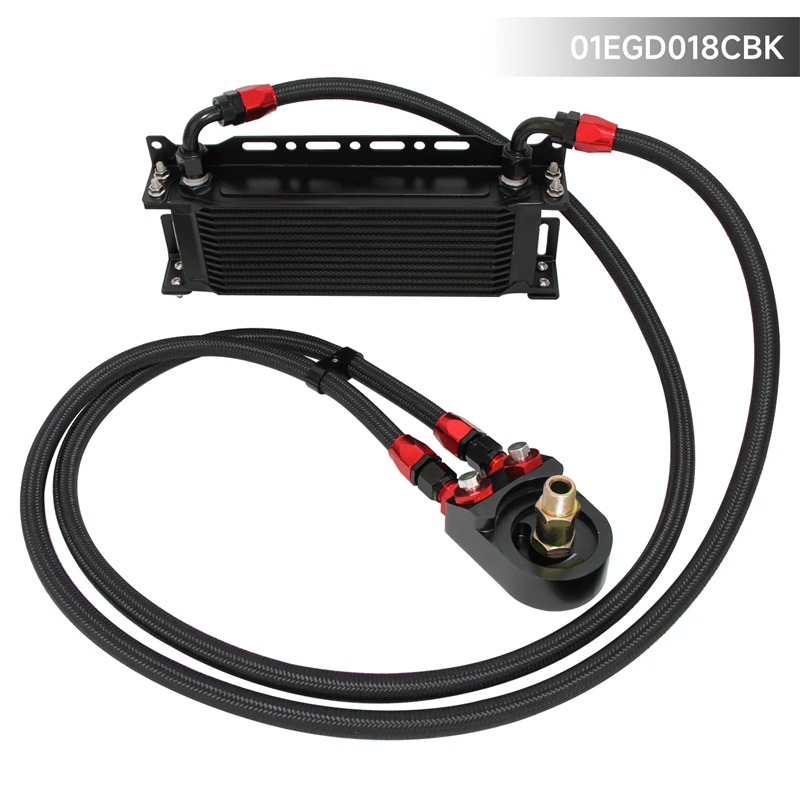 

13 Row AN8 Oil Cooler Nylon Oil Lines Kit +3/4*16/M20*1.5 Filter Adapter Bracket Black/Blue