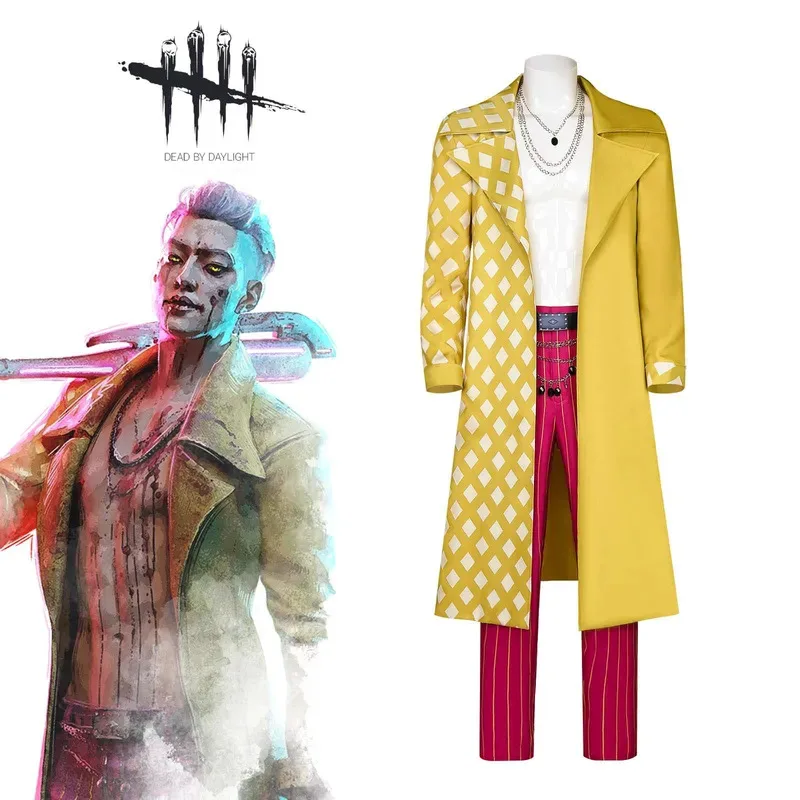 

TrickSter Giegie Costumes Ha Ji won Uniform Game Dead Daylight Role Play Men Yellow Coat For Halloween Party Cosplay om[8