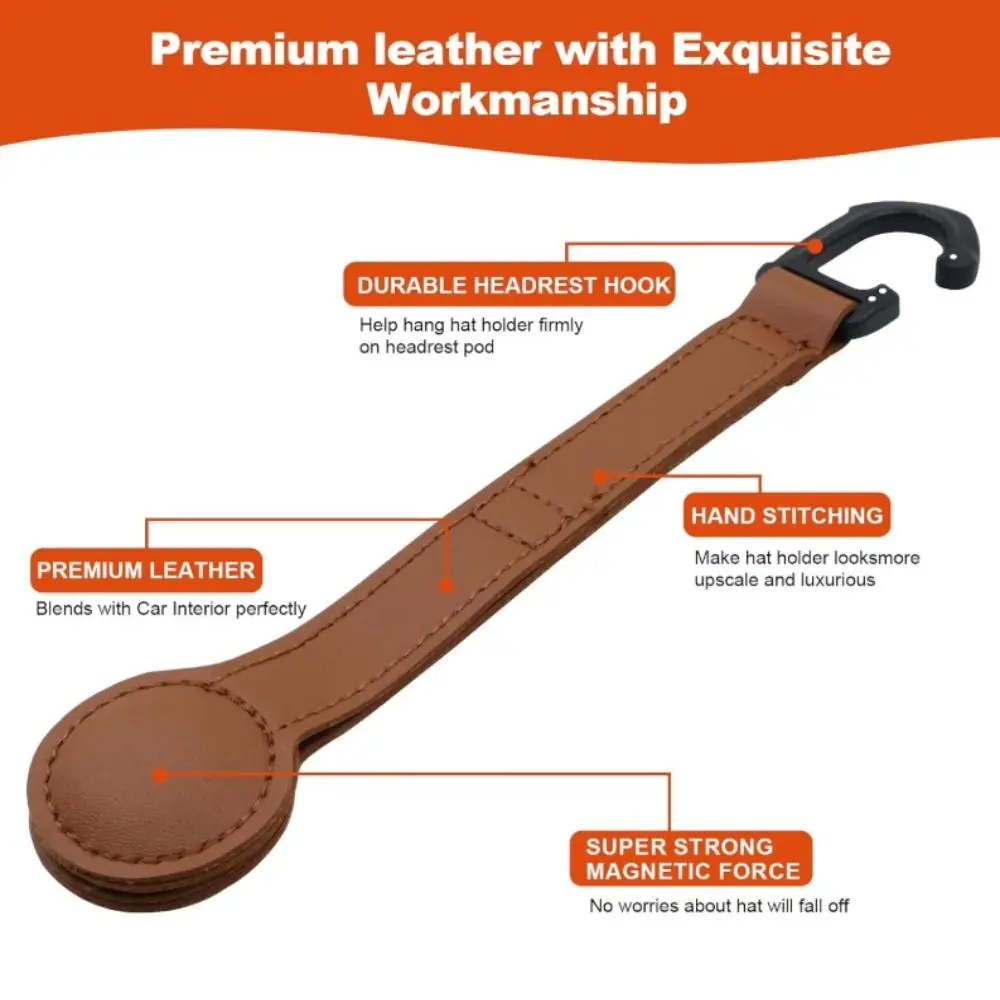 PU Leather Cowboy Hat Holder for Truck Space Saving Easy Installation Magnetic Cap Clip Portable Keep Hat Shape Cowboy Hat Rack view 6