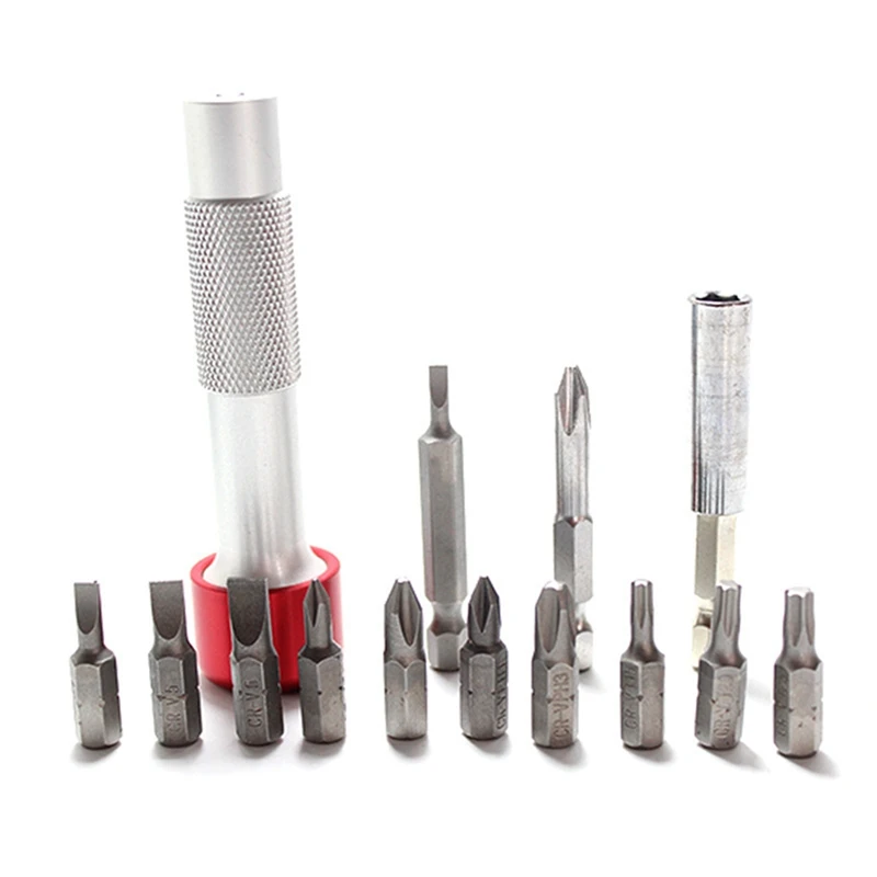 14-Piece Aluminum Alloy Screwdriver Bit Connection Extension Conversion Tool Manual Drilling Maintenance Combination Easy To Use