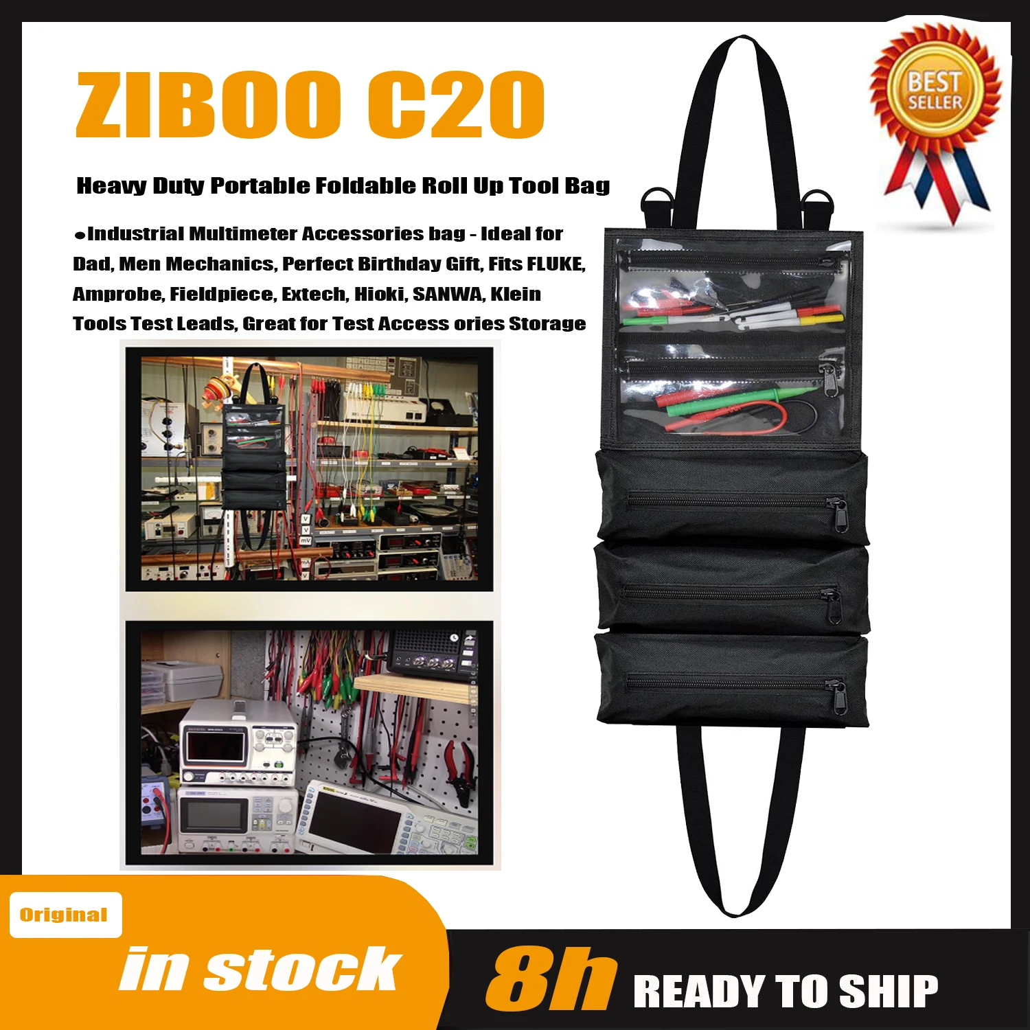 

ZIBOO C20 Heavy Duty Portable Foldable Roll Up Tool Bag Great for Test Accessories Storage