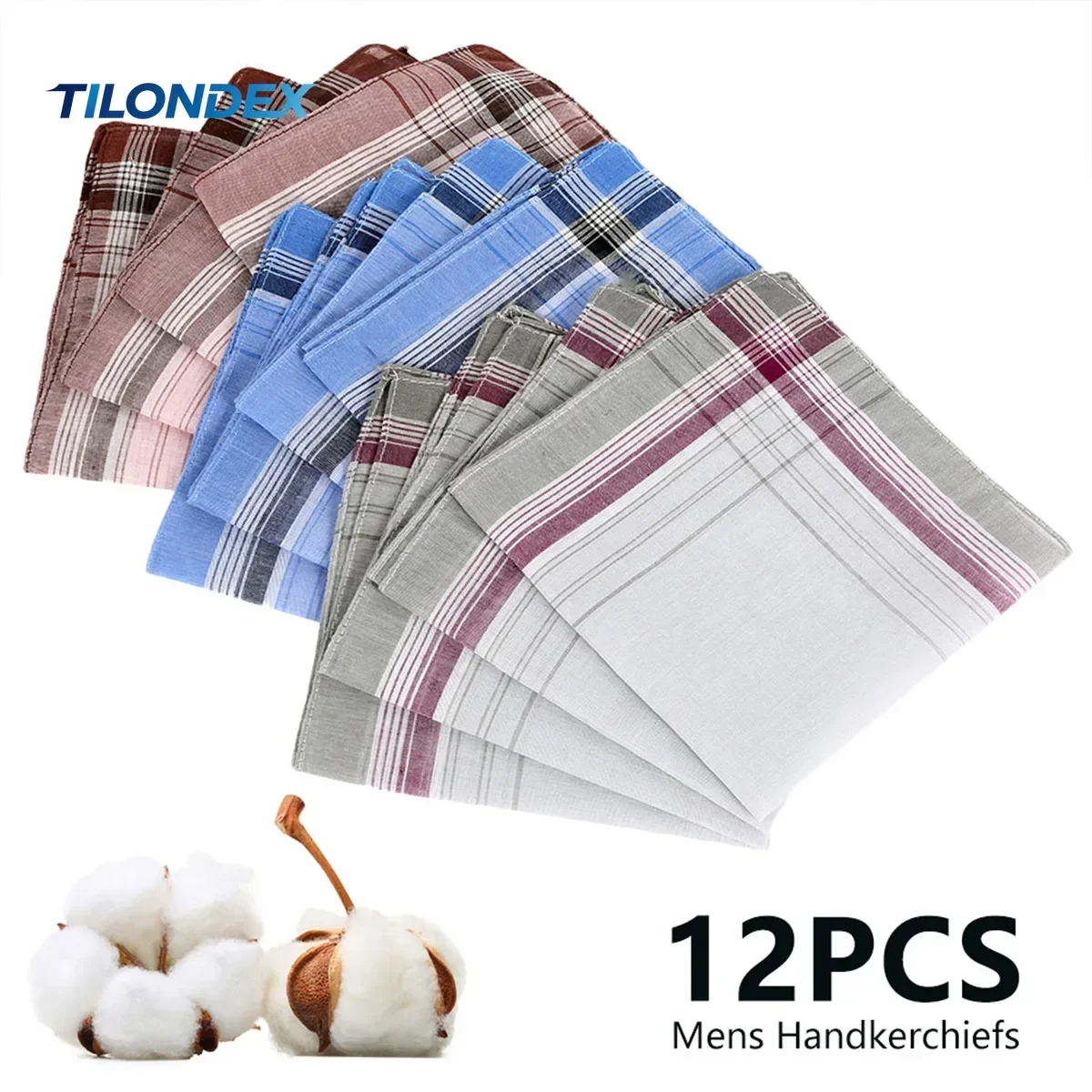 TILONDEX Cotton Women's Handkerchief Square Plaid Stripe Pocket for Wedding Party Restaurant Women's Light Color Hand Towel
