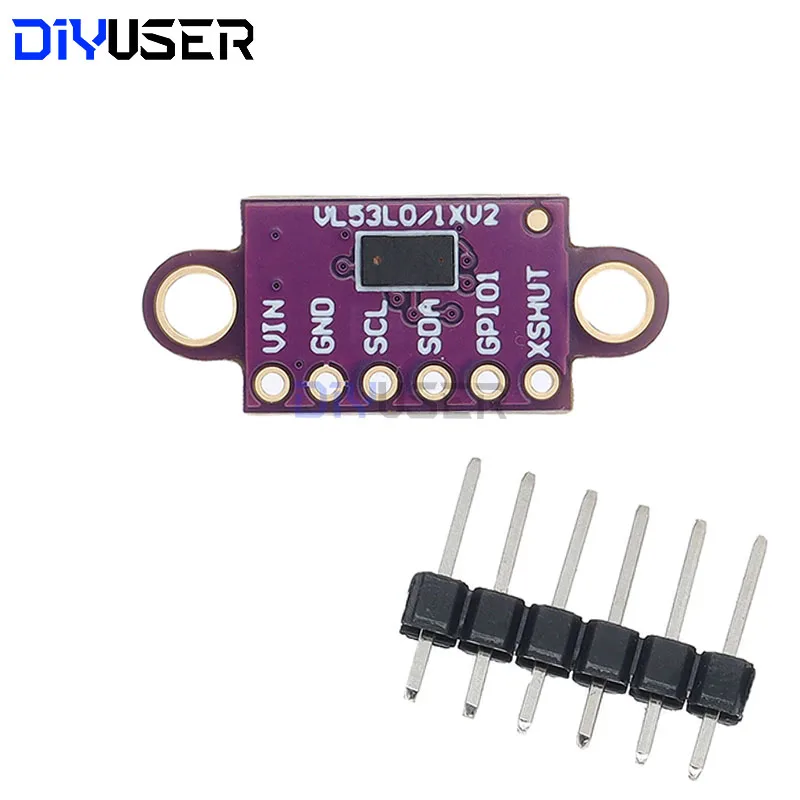 DIYUSER VL53L0X Time-of-Flight (ToF) Laser Ranging Sensor Breakout 940nm GY-VL53L0XV2 Laser Distance Module I2C IIC 25MM*10.7MM