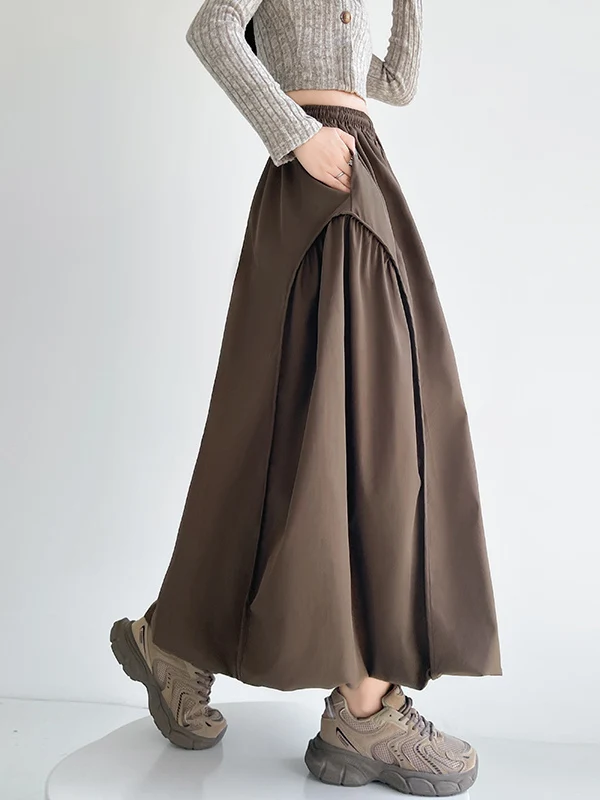 

Повседневная женская юбка А-силуэта с высокой талией, весна-осень, новая модель, эластичная талия, юбка-карго, скрывающая недостатки фигуры, с цветочным узором