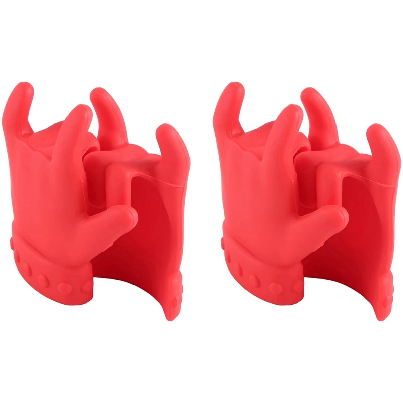 주방 실리콘 냄비 클립 뚜껑 리프팅 가제트 스푼 거치대 스팀 릴리서, 누출 방지 뚜껑 리프터 기구, 손바닥 모양 내구성, 4 개