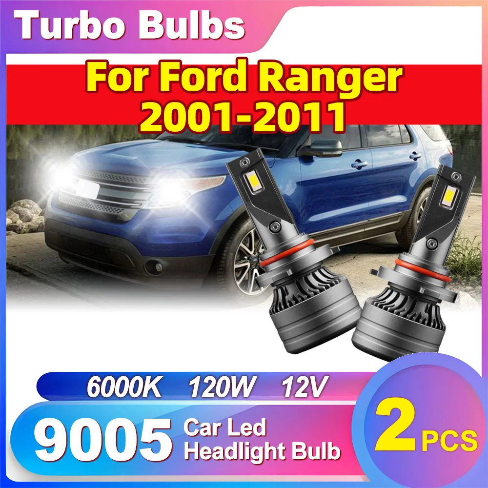 

2PCS 9005 Auto Lights High Lumens Lamps Led Brightest Upgraded 120W Canbus No Error Headlight 6000K For Ford Ranger 2001-2011