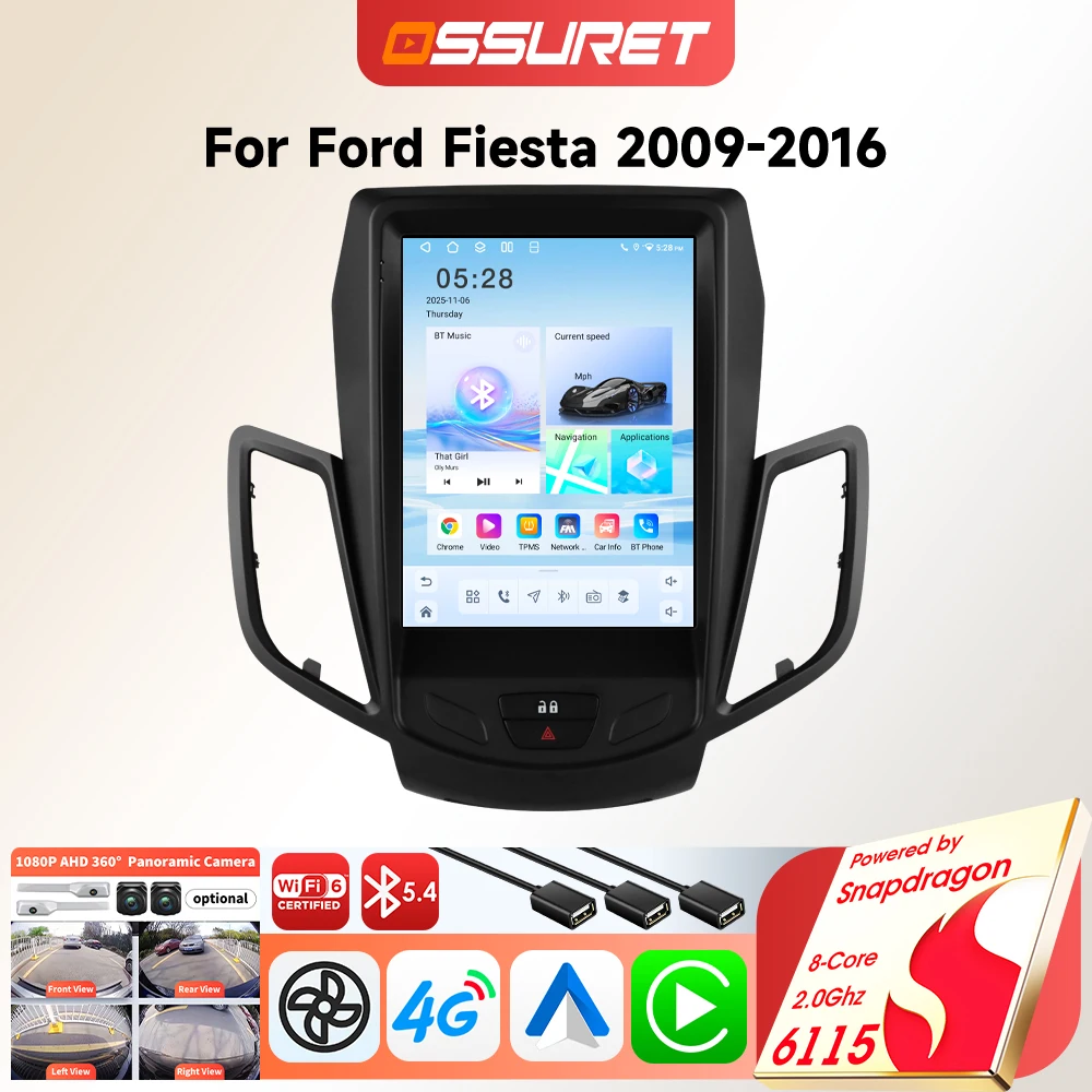 Android Autoradio für Ford Fiesta 2009-2017 Auto-Stereoanlage Multimedia GPS Carplay 6115 Intelligenter 9,7 Zoll Vertikaler Bildschirm-Player