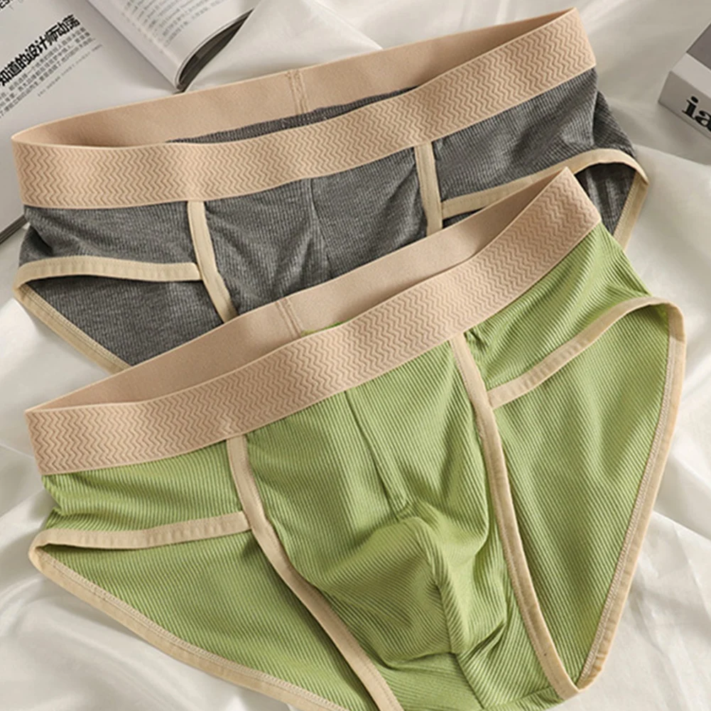 Men Soft Solid Briefs Breathable Underpants Simple Lingerie Sports Seamless Trunks Soft Sleep Underwear U Convex Pouch Panties