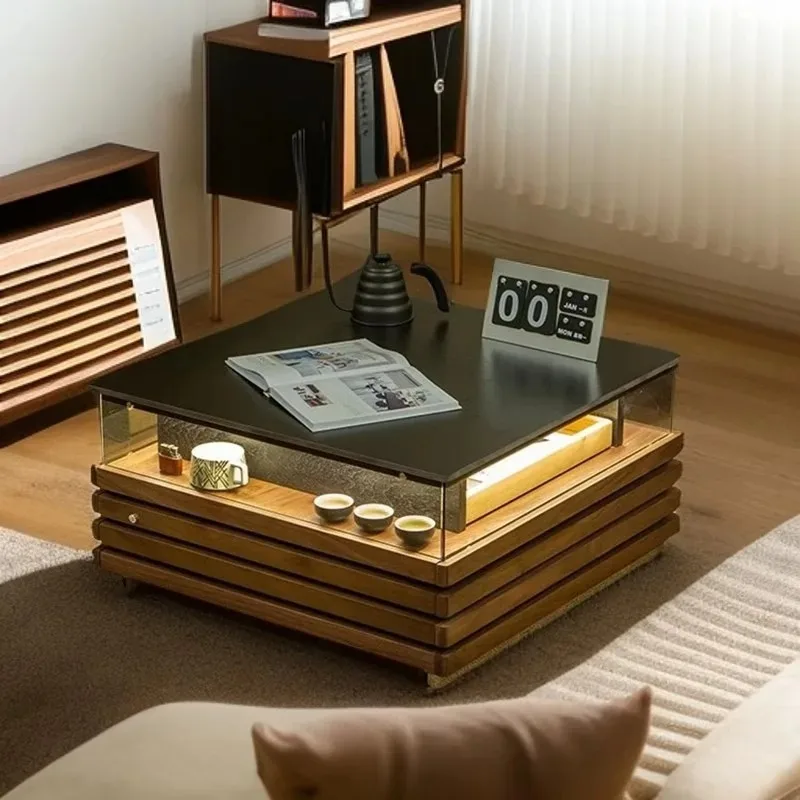 

Aesthetic Designer Coffee Table Organizer Minimalist Quality Wood Modern Side Table Creative Mesas Bajas Chinese Style Furniture