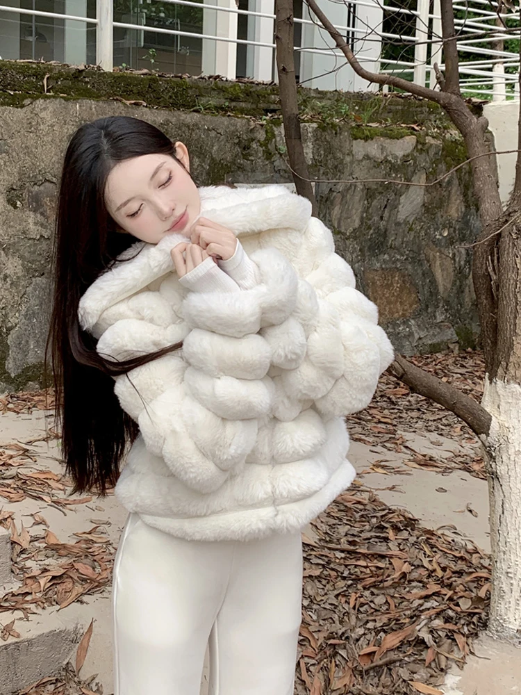 2024 Women Zipper Solid Plush Faux Fur Jacket Winter New Korean  Temperament Simplicity Casual Advanced Sense Warm Short Coat