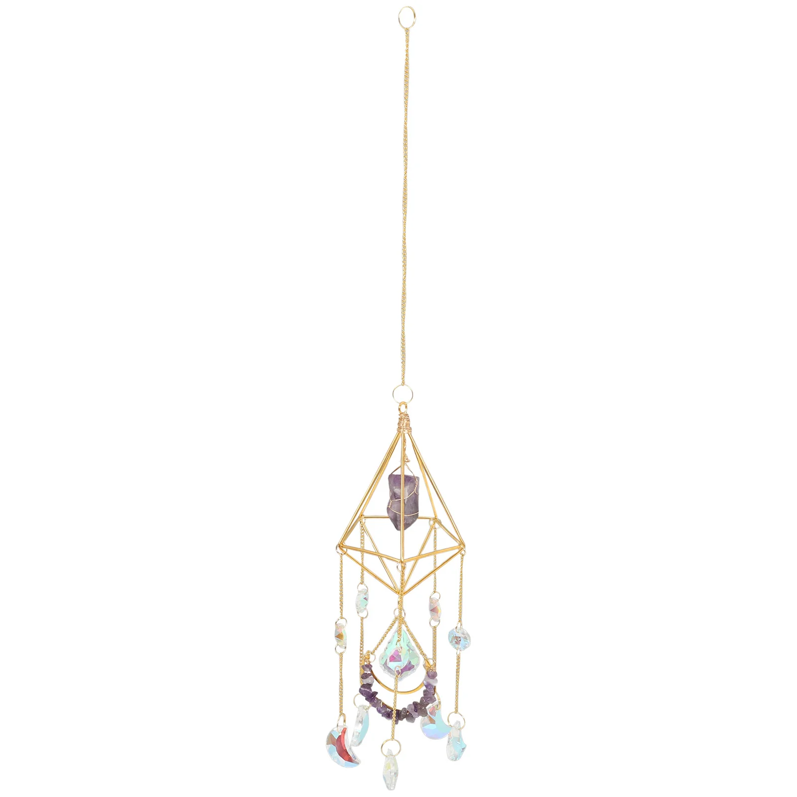 

Wind Chime Amethyst Hanging Decoration Natural Crystal Sun Catchers Indoor Window