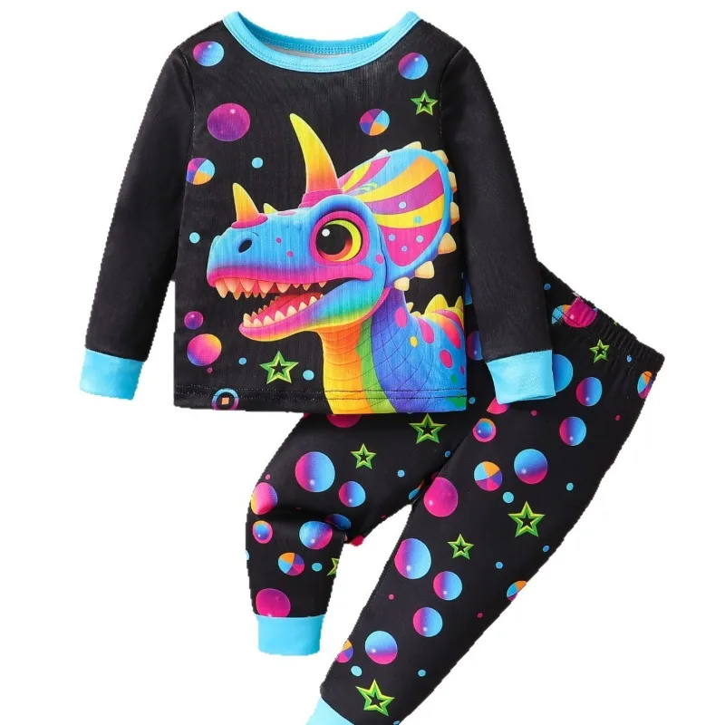 Newborn Infant Toddler Baby Boys Glow In The Dark Unicorn Dinosaur Print Long Sleeve T Shirt And Pants Set 0 36M