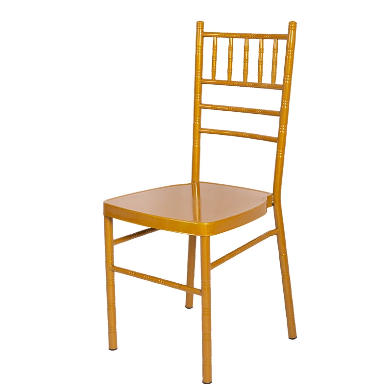 Outdoor lawn, white wedding iron chair, wedding banquet seat, stool, gold hotel restaurant backrest chair