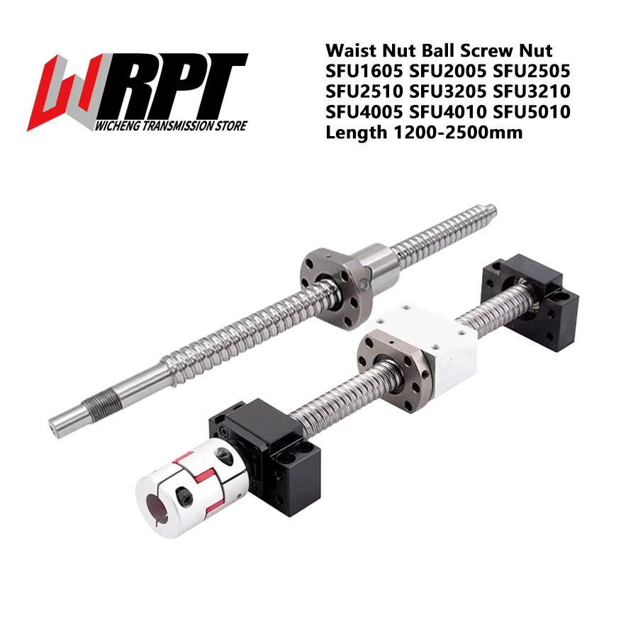 Ball Screw Set SFU1605 SFU2005 SFU2510 SFU3205 SFU4005 SFU4010 SFU5010 1200-2500mm With Ballnut+BKBF+Coupling+Nut Housing