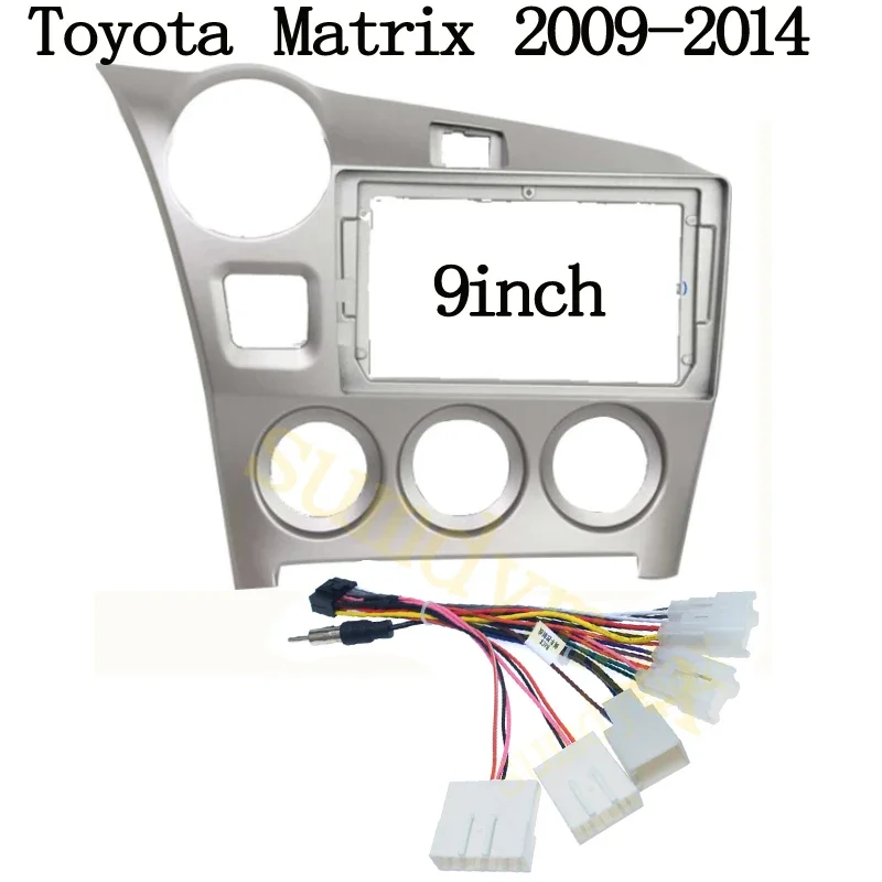 2 DIN 9 Inch Car Fascia Frame for Toyota Matrix 2009-2014 Kit Panel Fitting android car Radio with cable wire