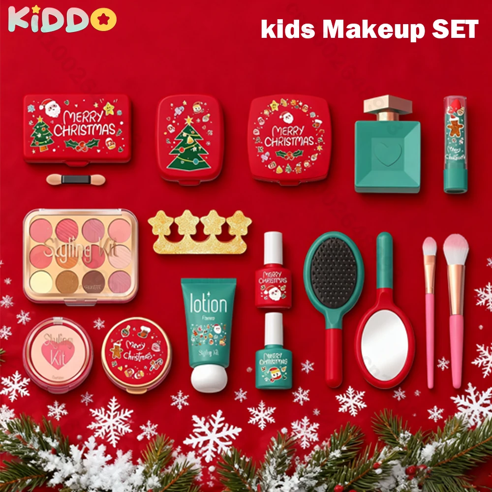 مجموعة مستحضرات التجميل لمحاكاة عيد الميلاد للأطفال، ألعاب مكياج تظاهرية للفتيات، محاكاة منزلية، ألعاب تعليمية للفتيات، لعبة ممتعة #1